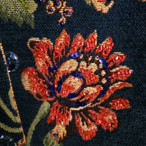 Stunning Vintage Tapestry Beaded Sequined Jacket Size S - Picture 4 of 8